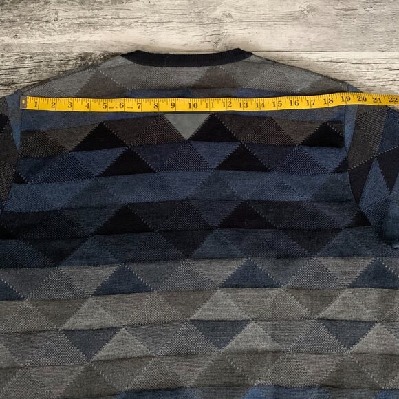 Vintage 90s Geometric Print Dad Office Grunge Corpcore Knit Crewneck Sweater - Picture 9 of 12